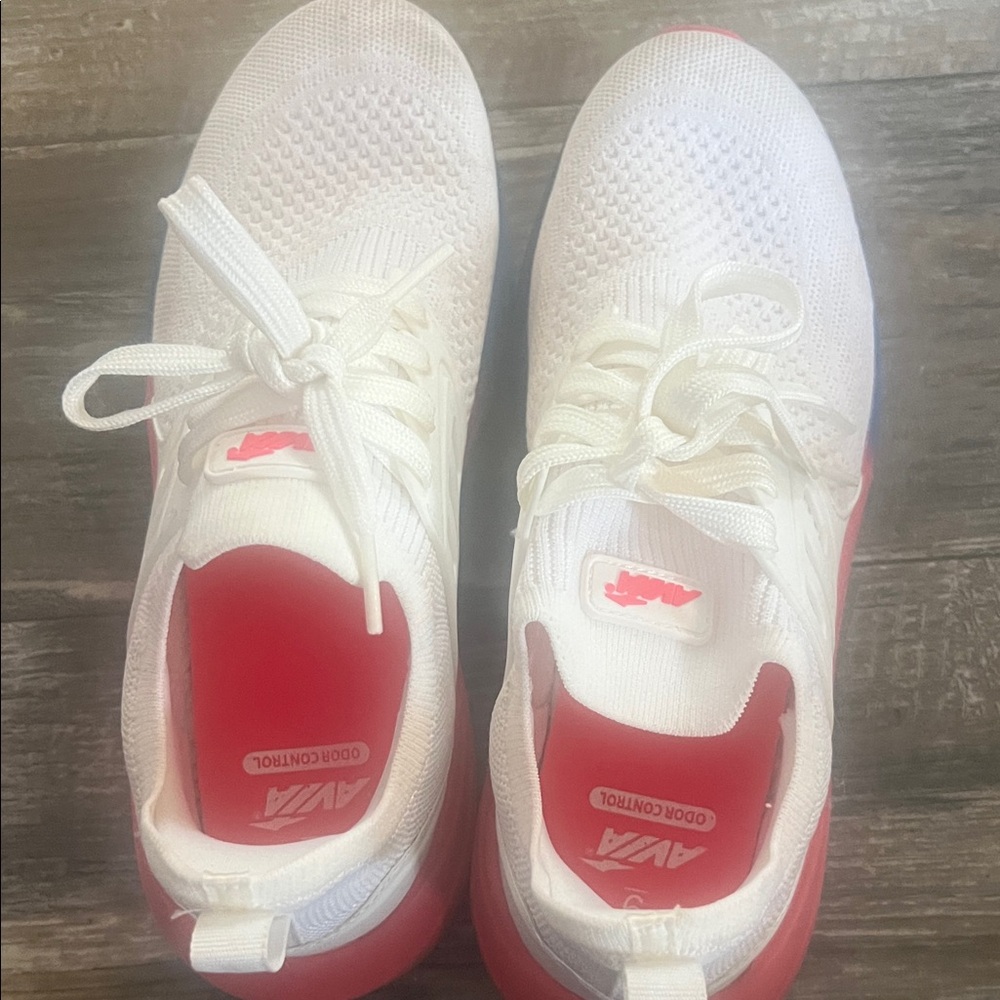 Avia White and Red Athletic Shoes